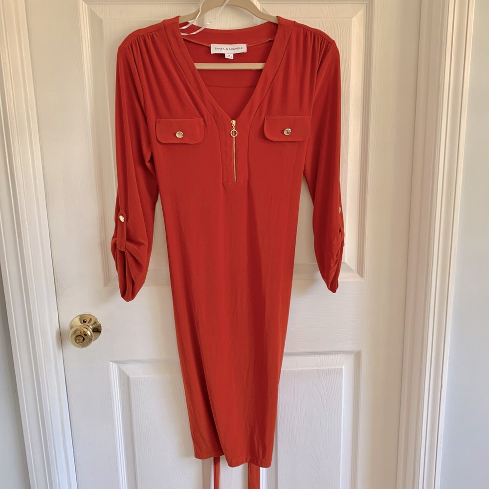 Burnt Orange tie back dress size M
